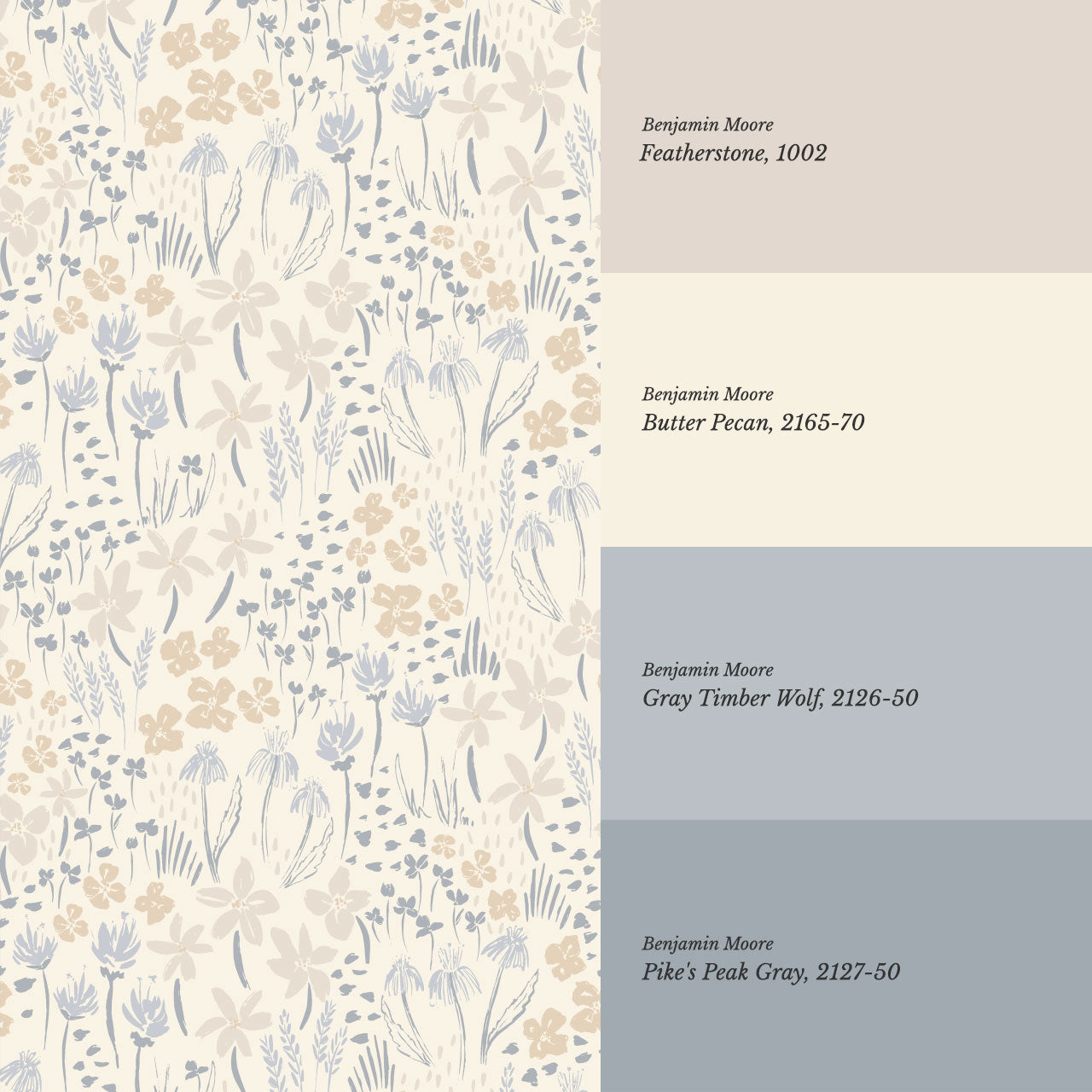 Londyn Floating Meadows Oat Blue Wallpaper