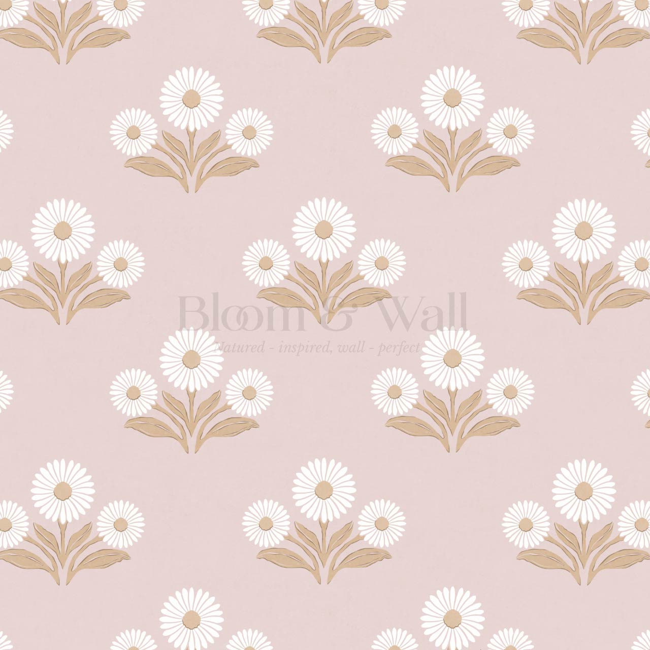 Lorea Daisy Block Print Berry White Pattern