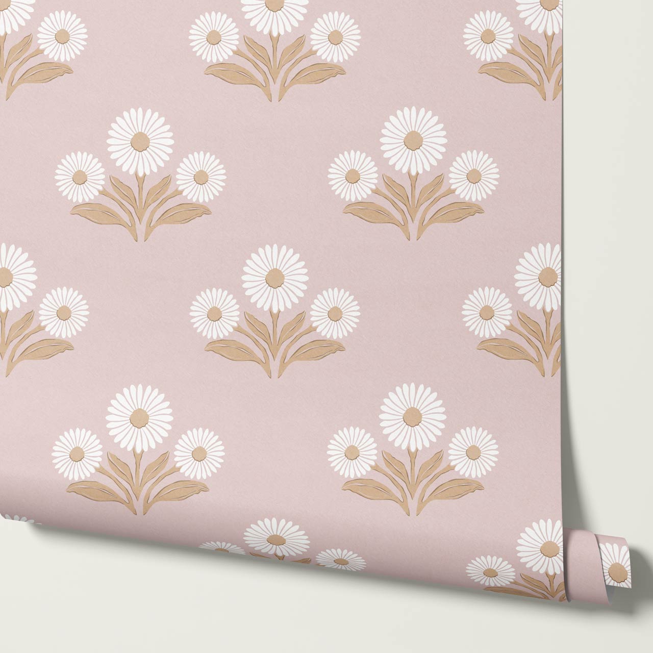 Lorea Daisy Block Print Berry White Pattern