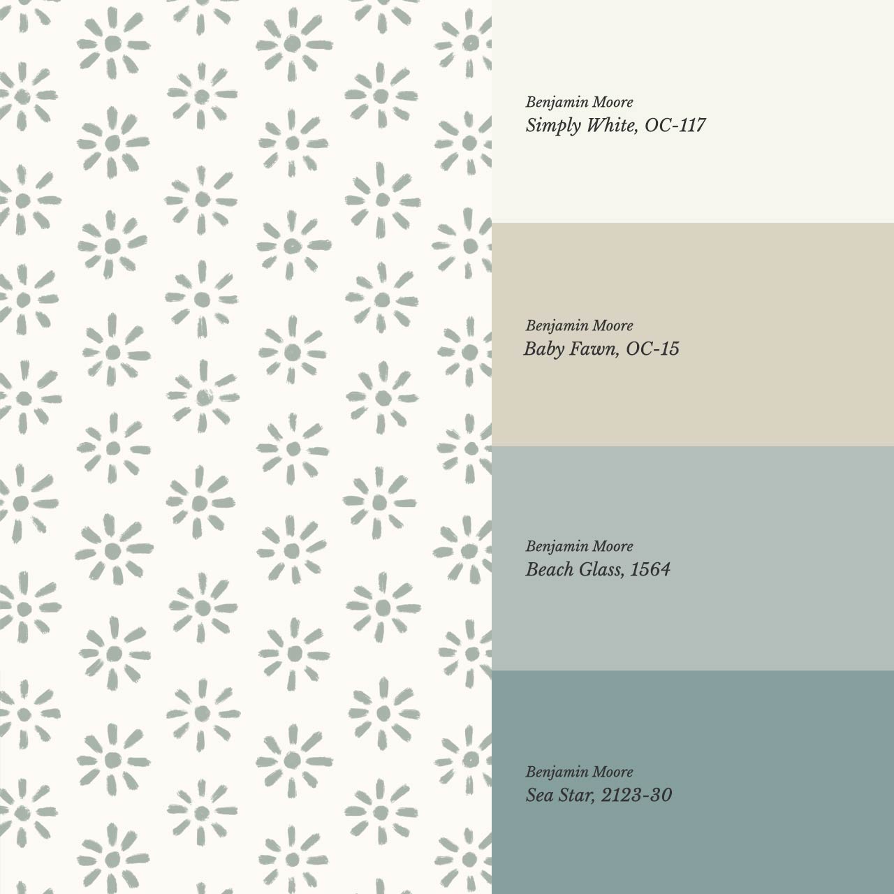 Lorena Starburst Dry Sage Cream Wallpaper