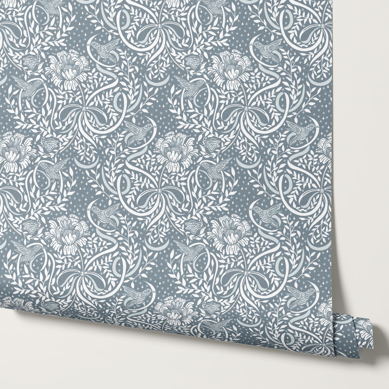 Lori Fairytale Bows Blue Wallpaper