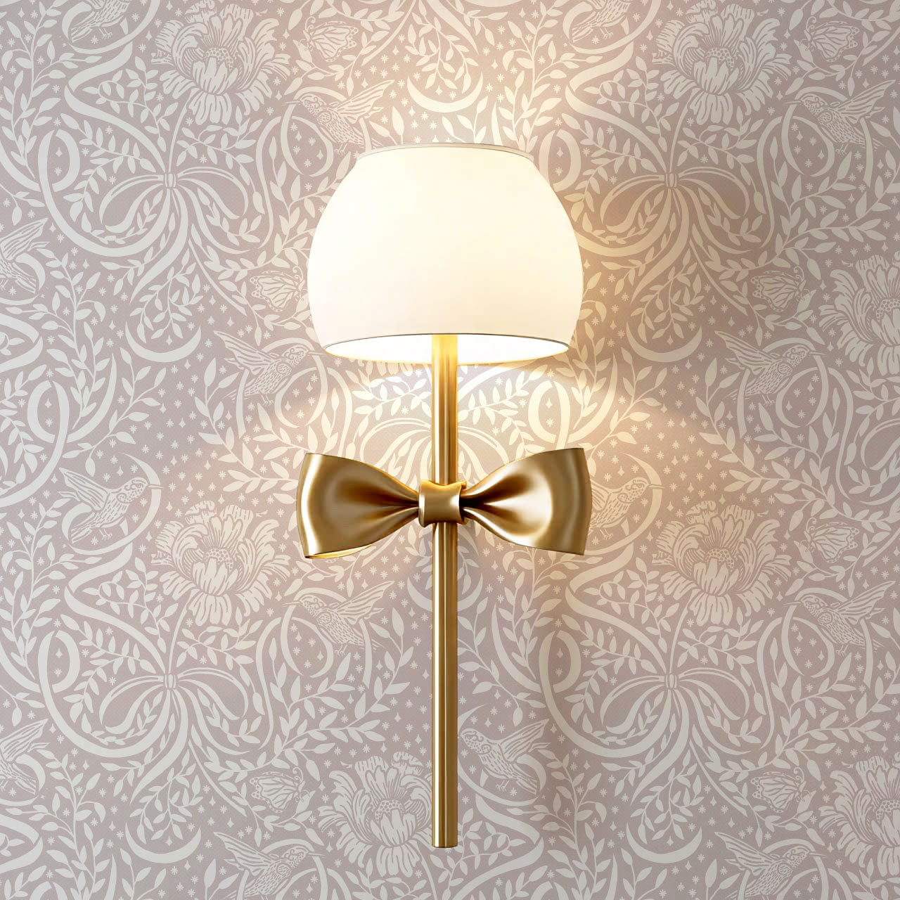 Lori Fairytale Bows Mauve Wallpaper