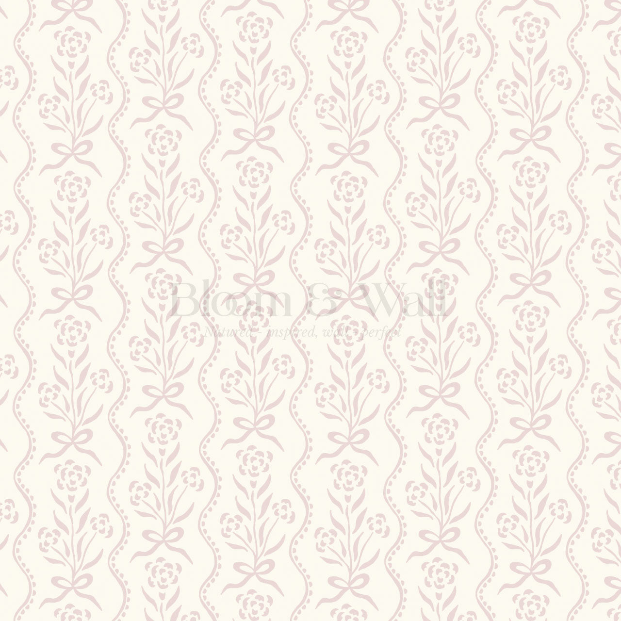 Lorna Marigold Bow Vines Blush Wallpaper