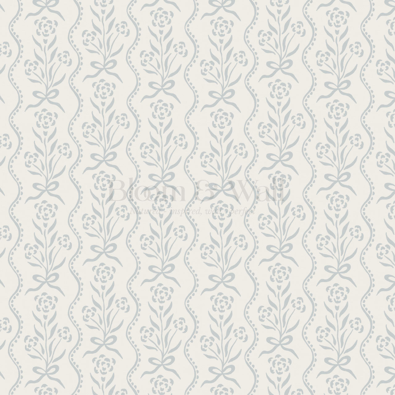 Lorna Marigold Bow Vines French Blue Wallpaper