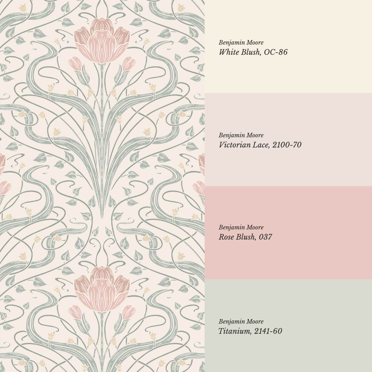Louve Large Flora Nouveau Blush Ivory Wallpaper