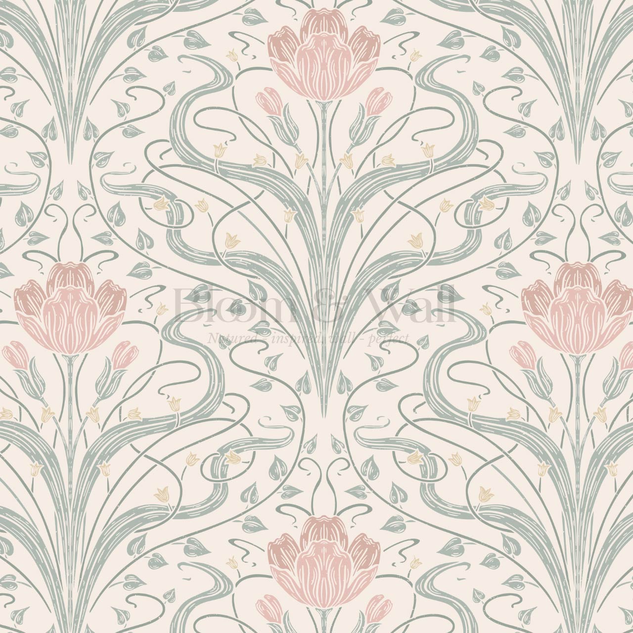 Louve Large Flora Nouveau Blush Ivory Wallpaper