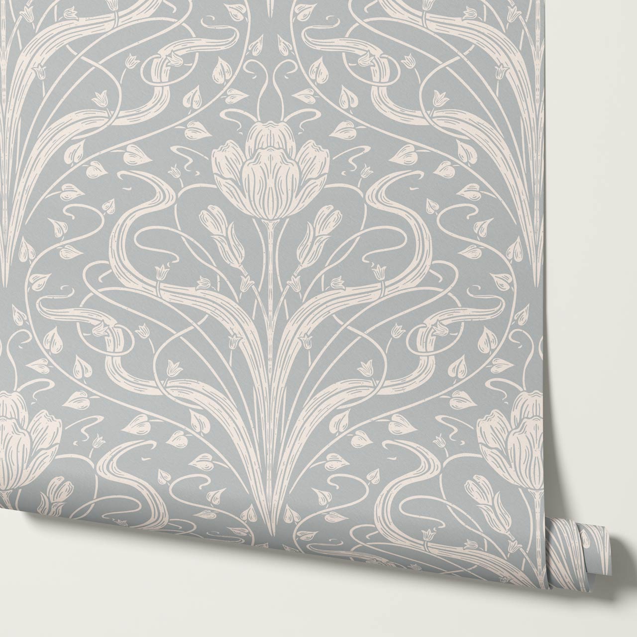 Louve Large Flora Nouveau Sterling Ivory Wallpaper
