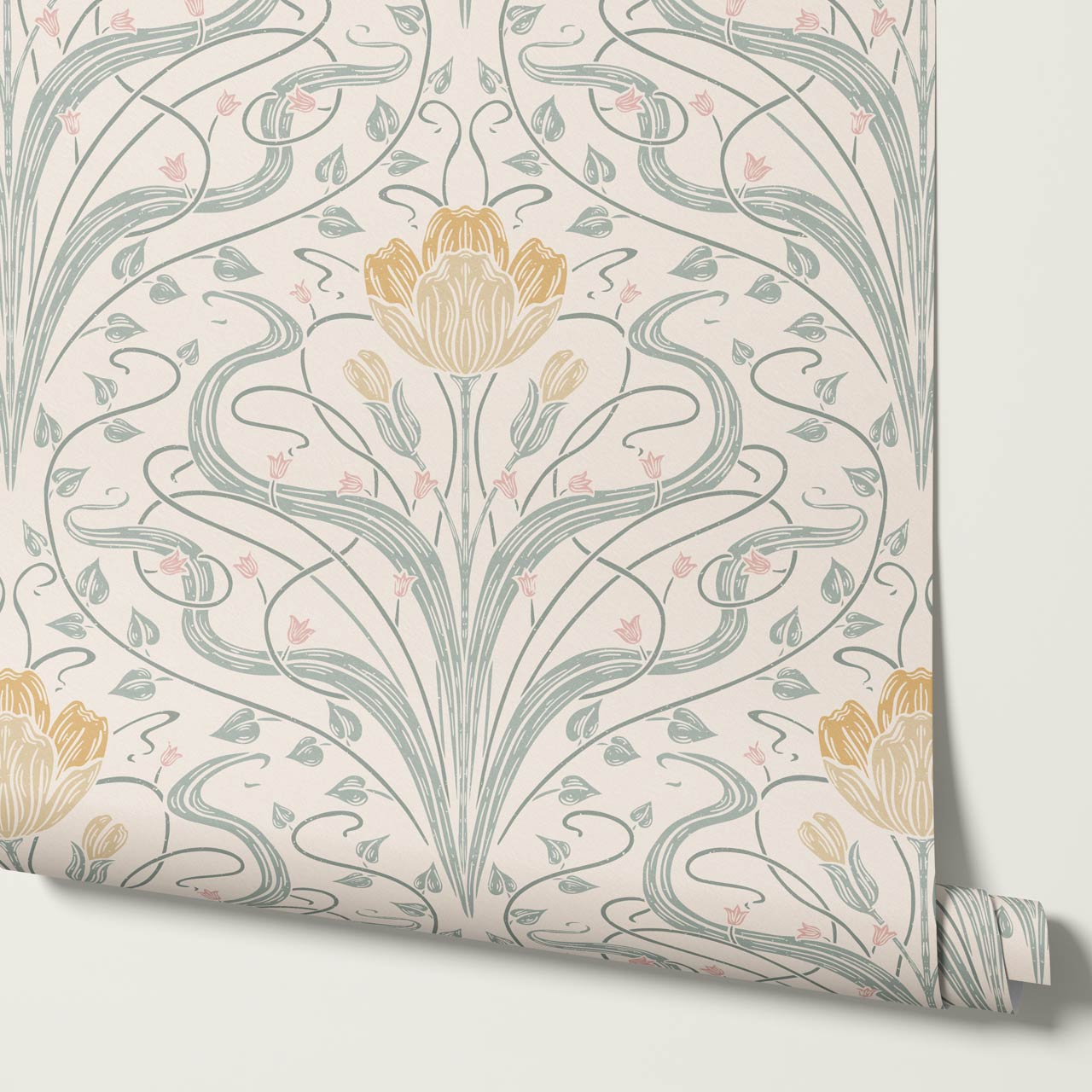 Louve Large Flora Nouveau Butter Ivory Wallpaper