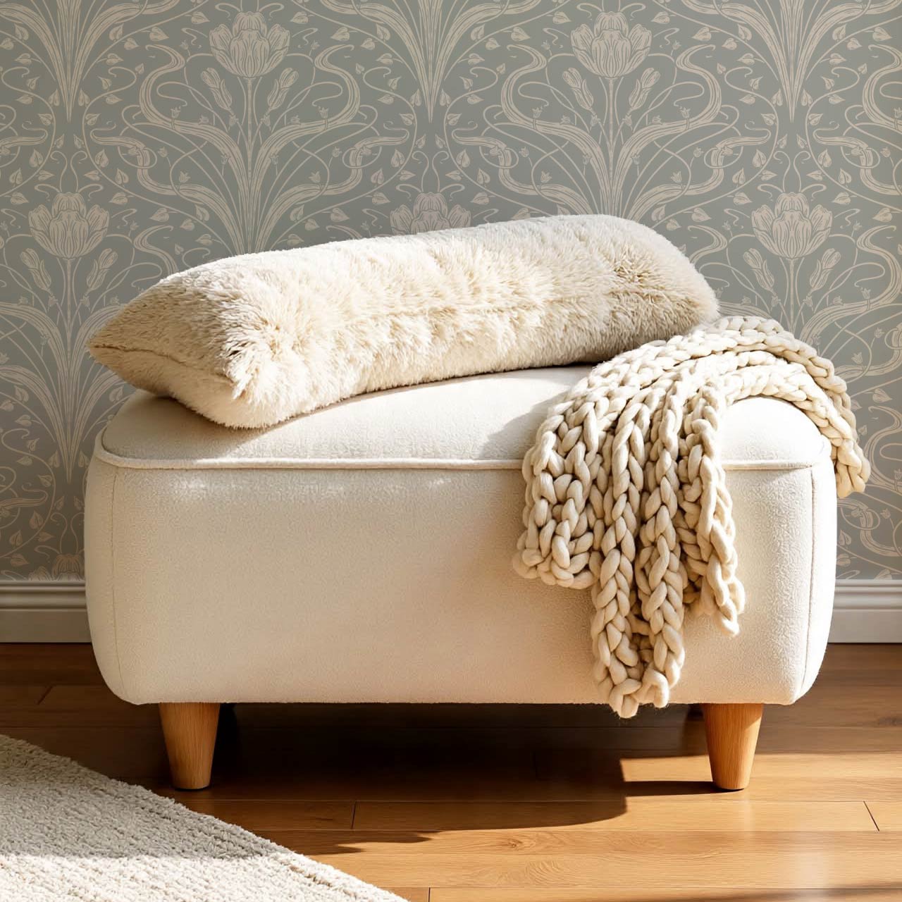 Louve Large Flora Nouveau Sterling Ivory Wallpaper