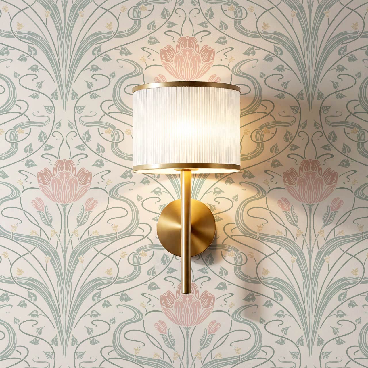 Louve Large Flora Nouveau Blush Ivory Wallpaper