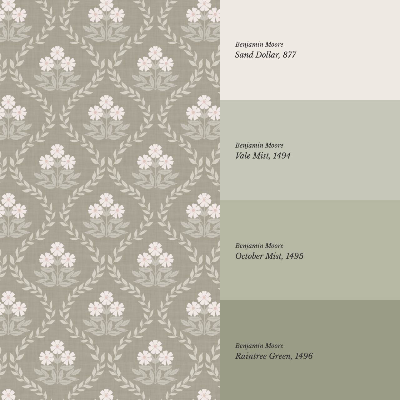 Loviise Grandmillennial Floral Pearl Stone Wallpaper