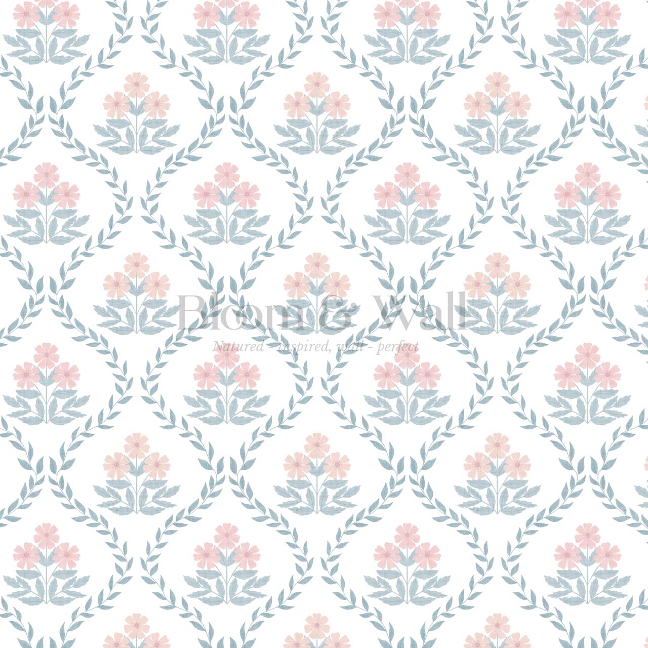 Loviise Grandmillennial Floral Blue Blush Wallpaper