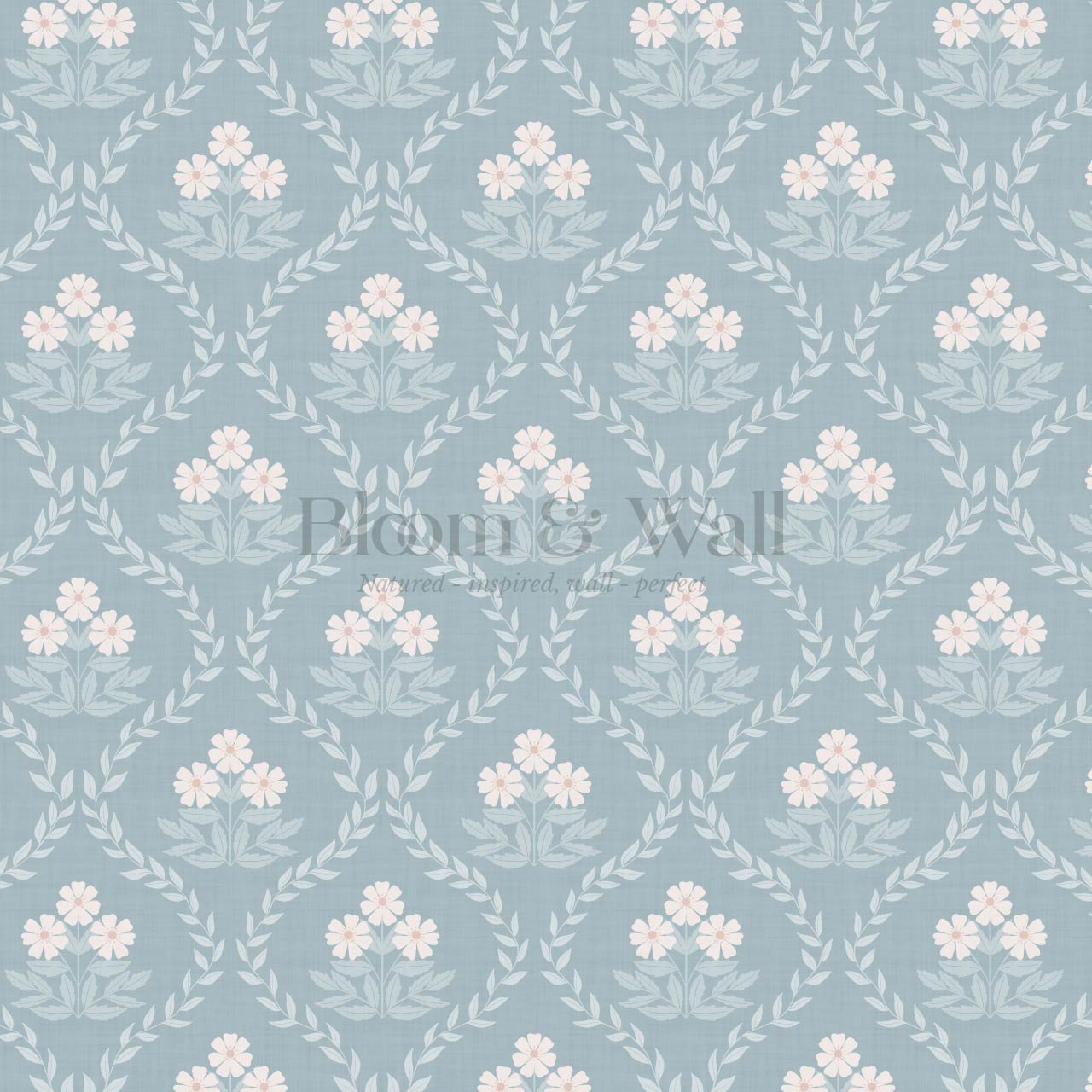 Loviise Grandmillennial Floral Blue Pink Wallpaper