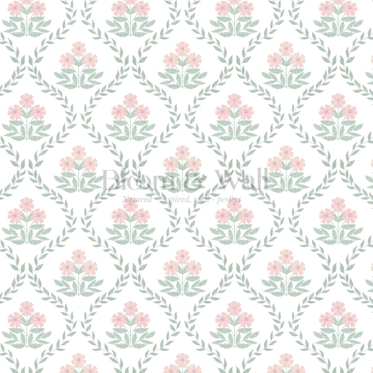 Loviise Grandmillennial Floral Green Blush Wallpaper