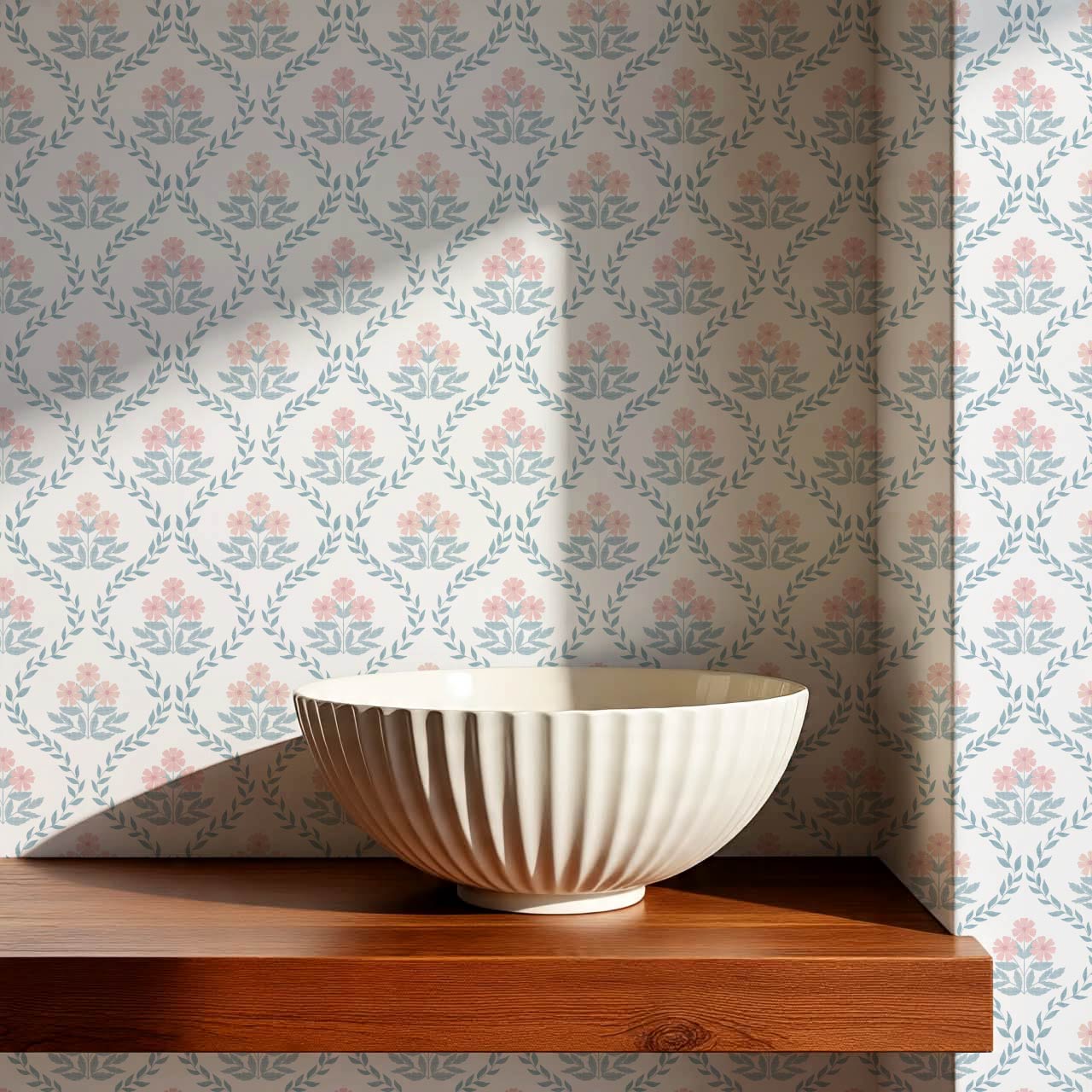 Loviise Grandmillennial Floral Blue Blush Wallpaper