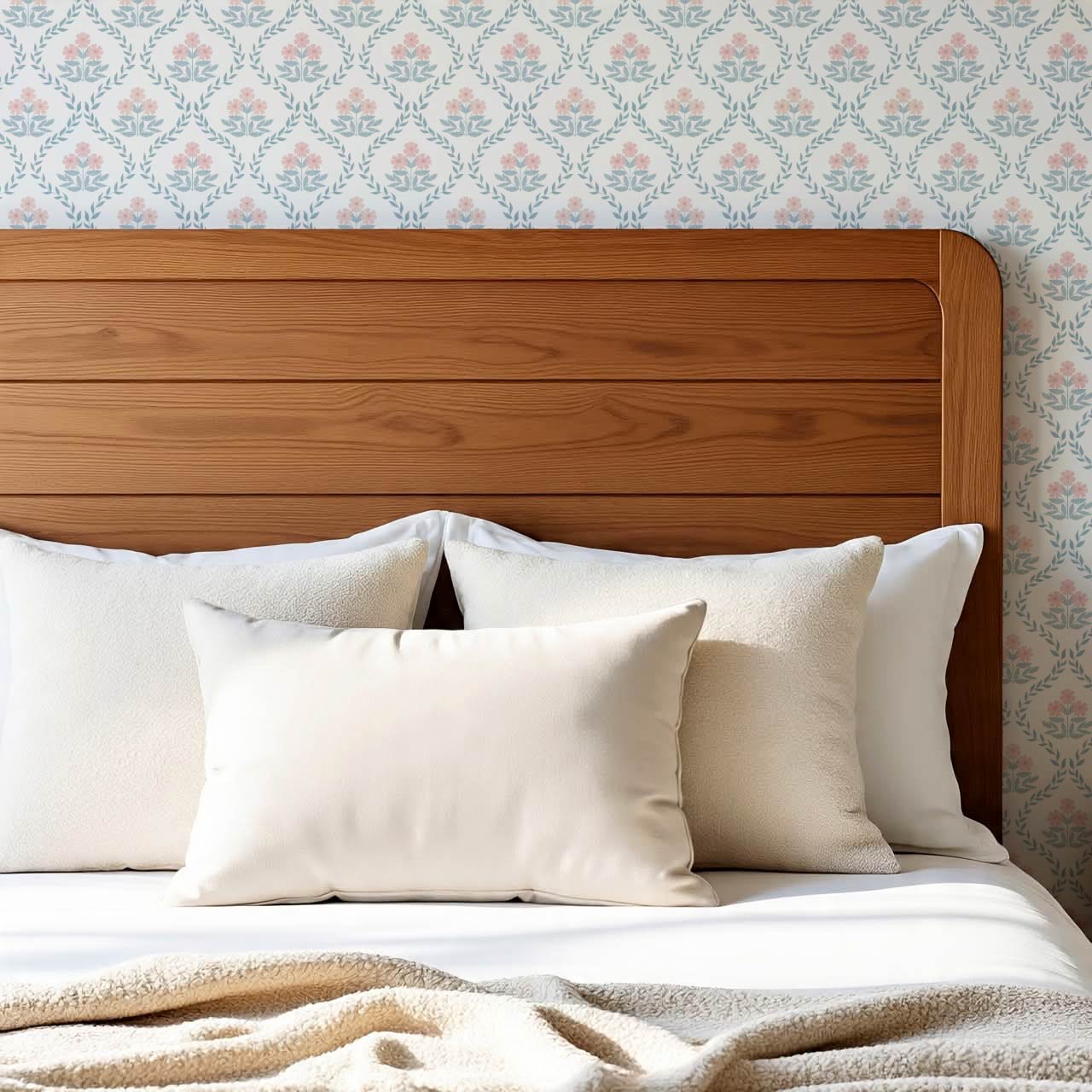 Loviise Grandmillennial Floral Blue Blush Wallpaper