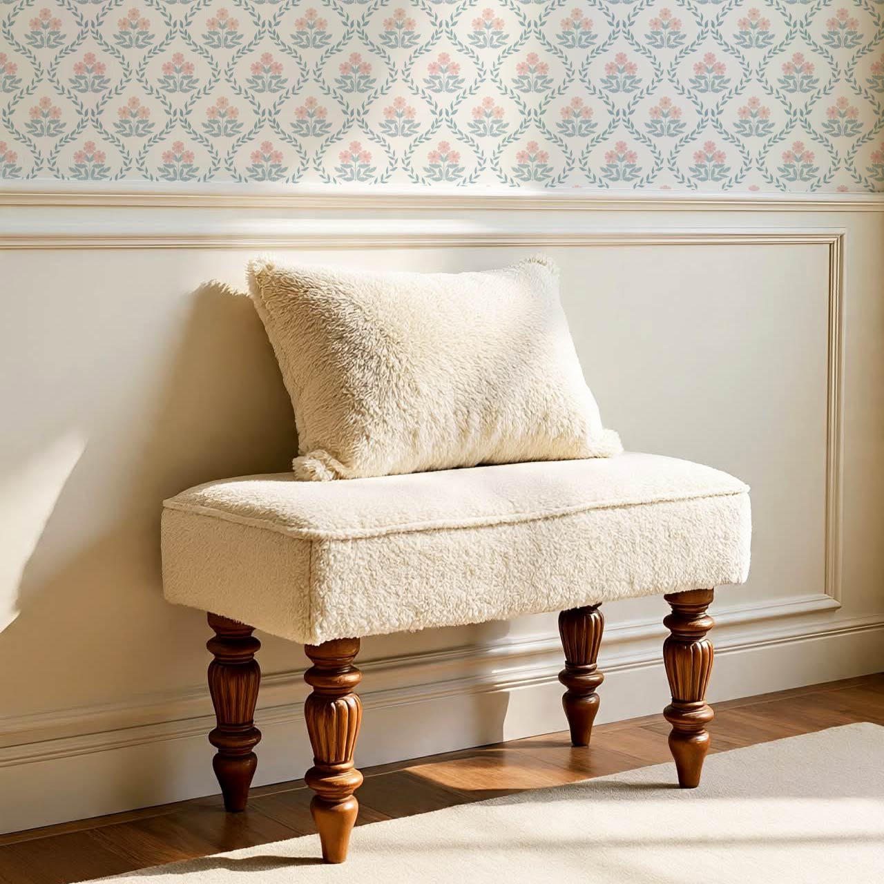 Loviise Grandmillennial Floral Blue Blush Wallpaper
