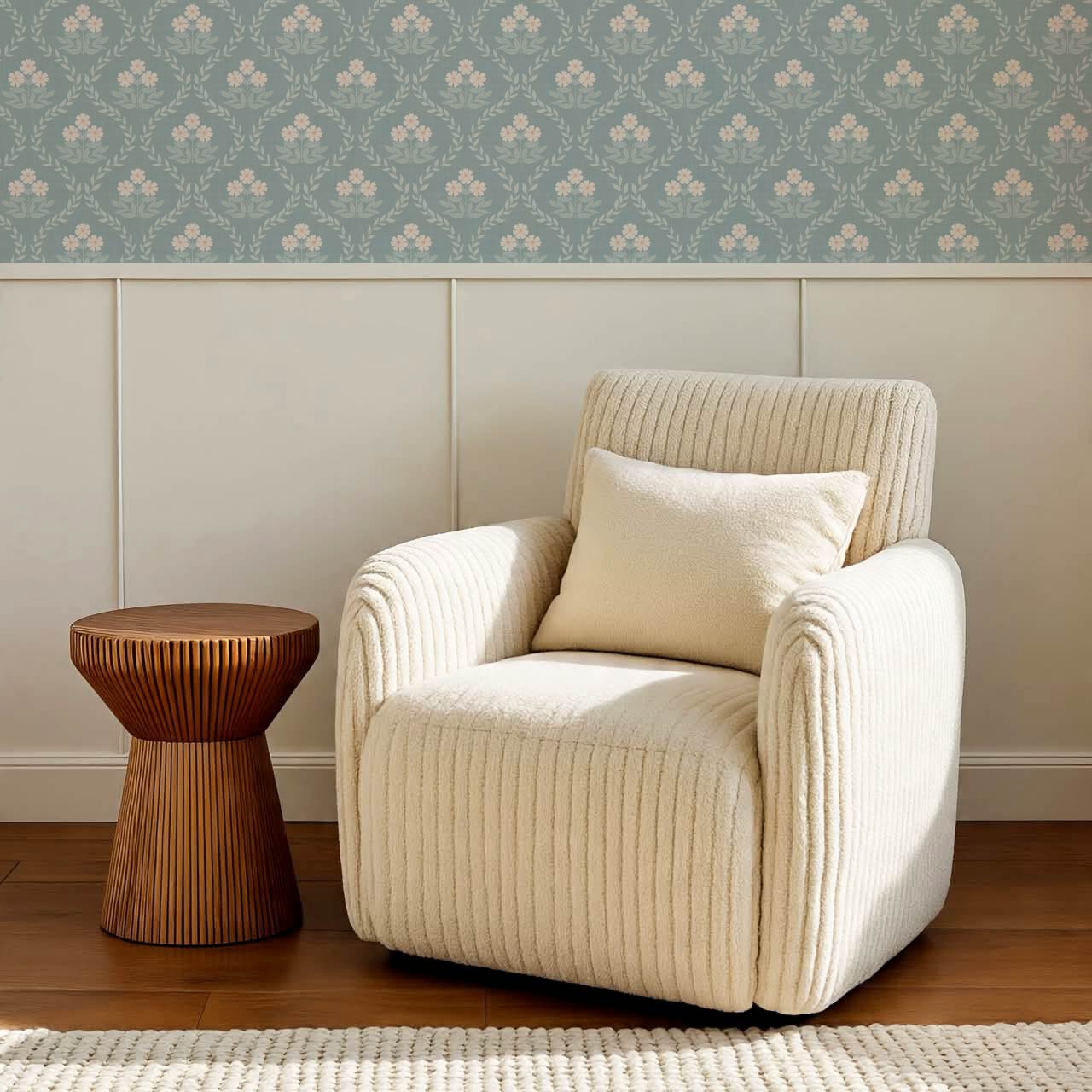 Loviise Grandmillennial Floral Blue Pink Wallpaper