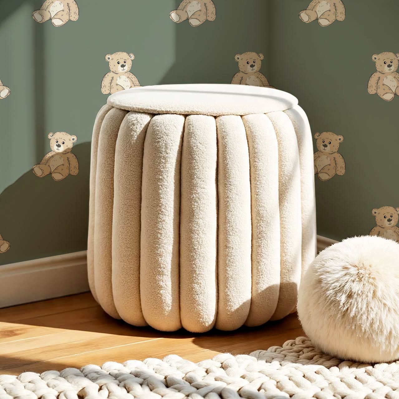 Lucas Teddy Bear Olive Green Wallpaper