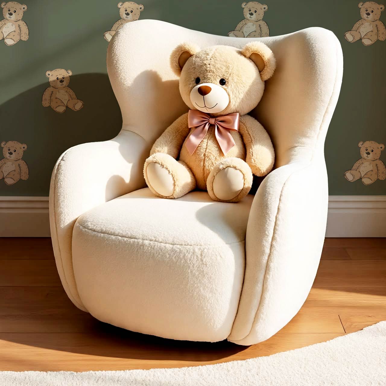 Lucas Teddy Bear Olive Green Wallpaper
