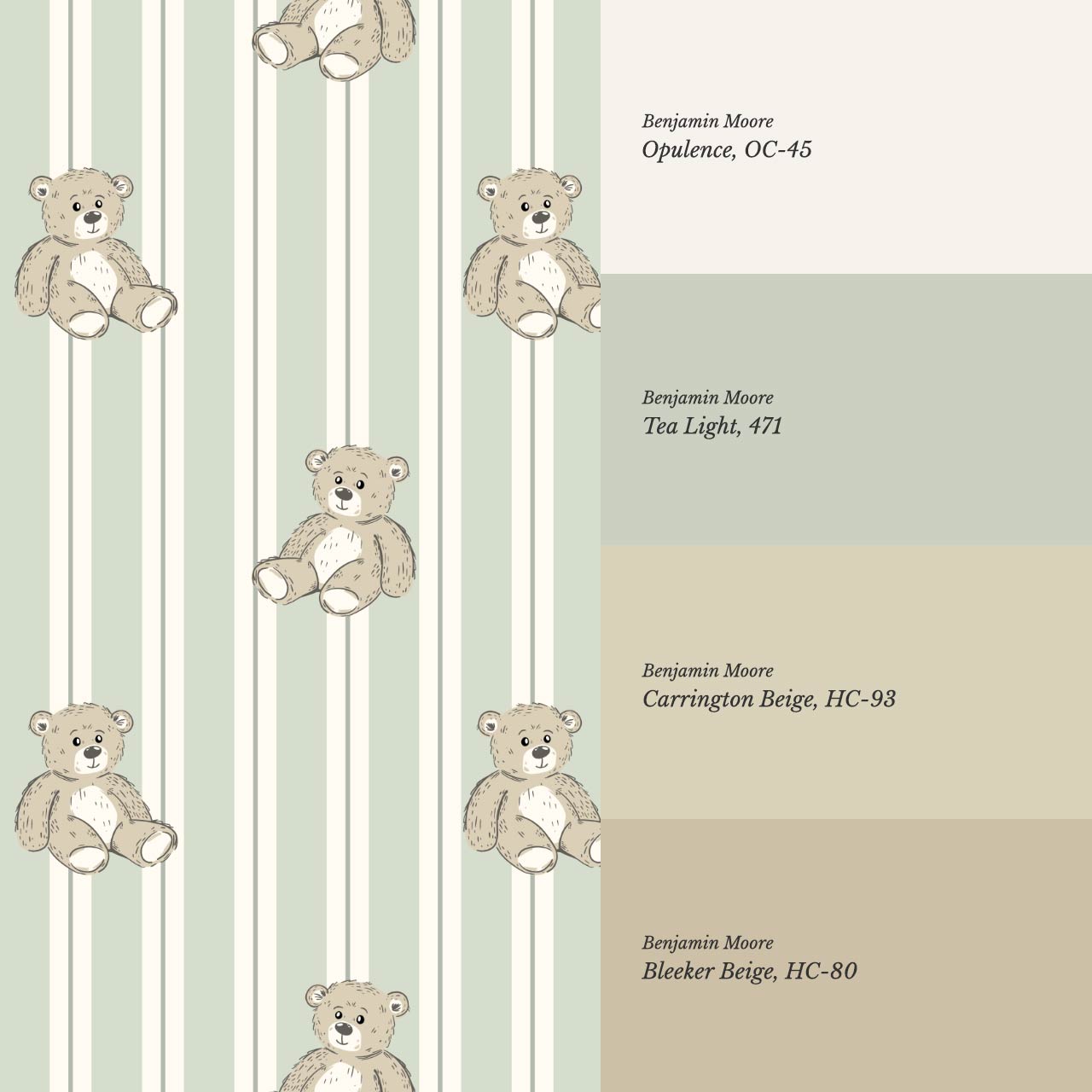 Lucas Teddy Bear Double Stripes Light Green Wallpaper