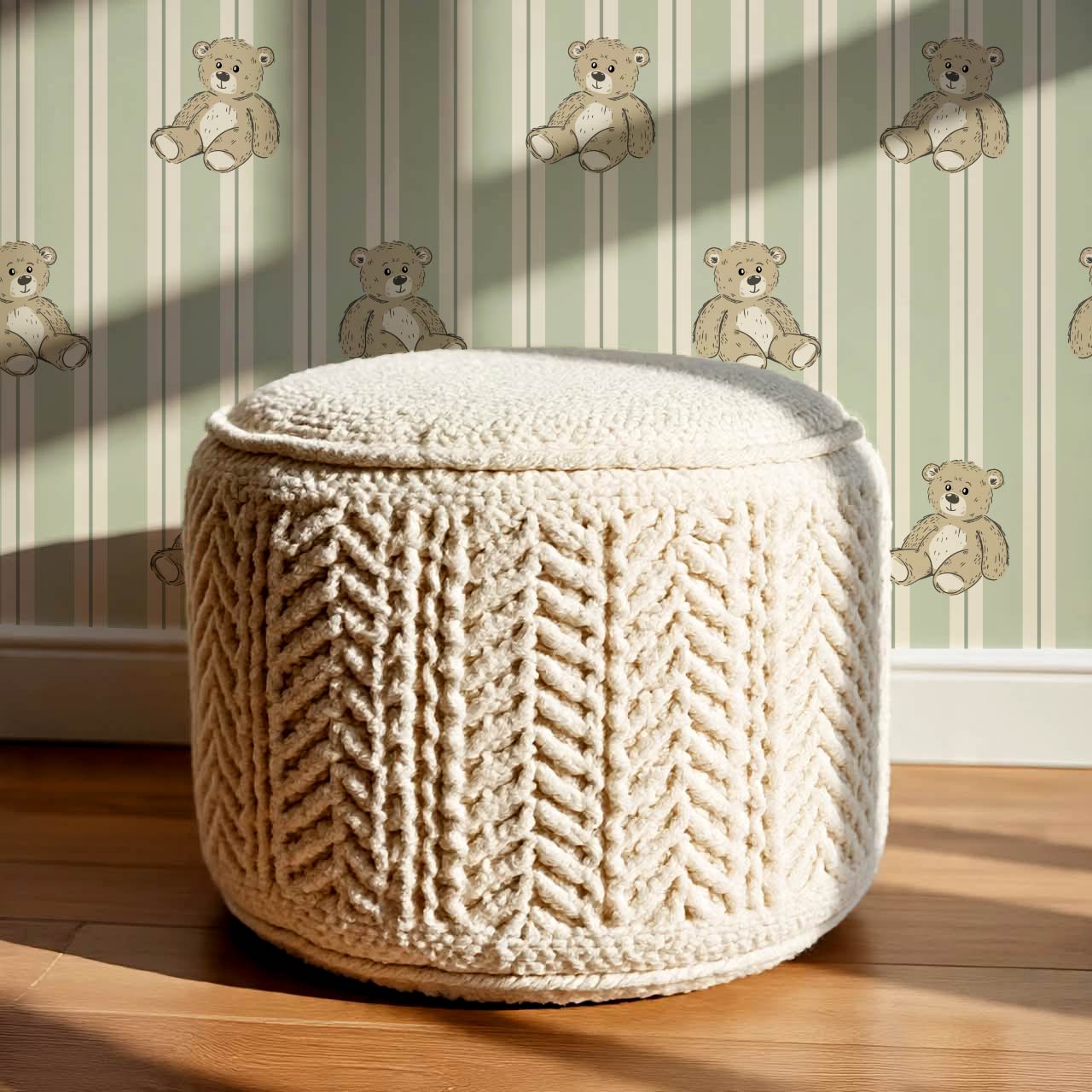 Lucas Teddy Bear Double Stripes Light Green Wallpaper