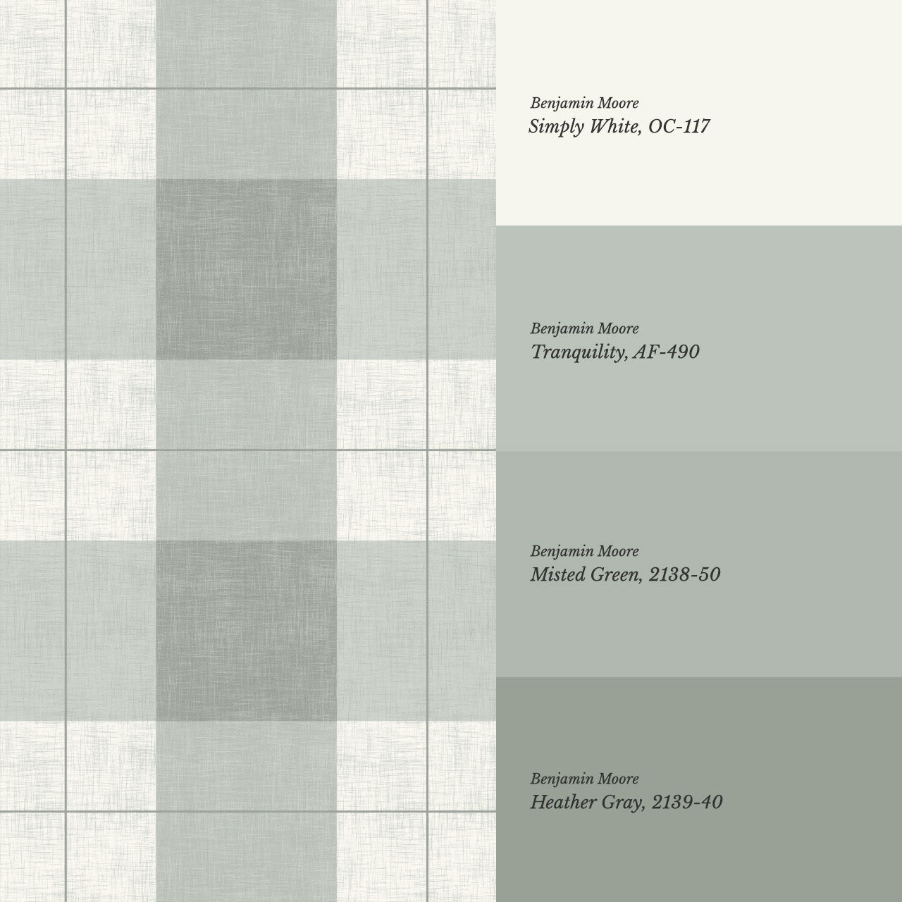 Lucia Gingham Linen Green Gray Wallpaper