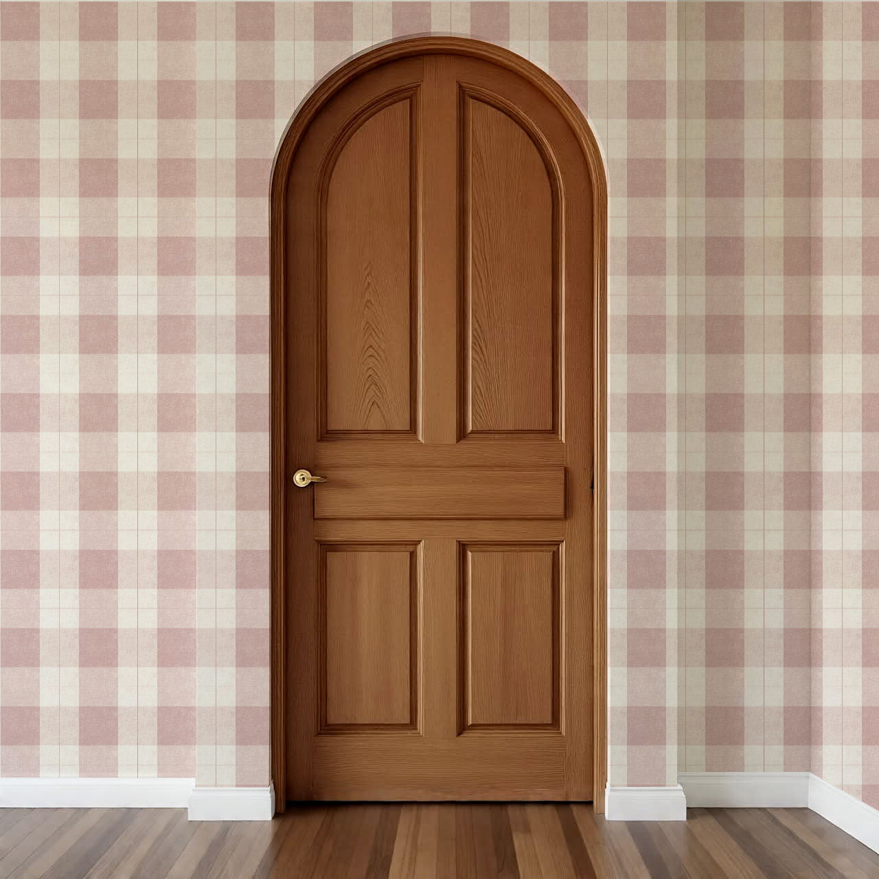 Lucia Gingham Linen Rose Dust Wallpaper
