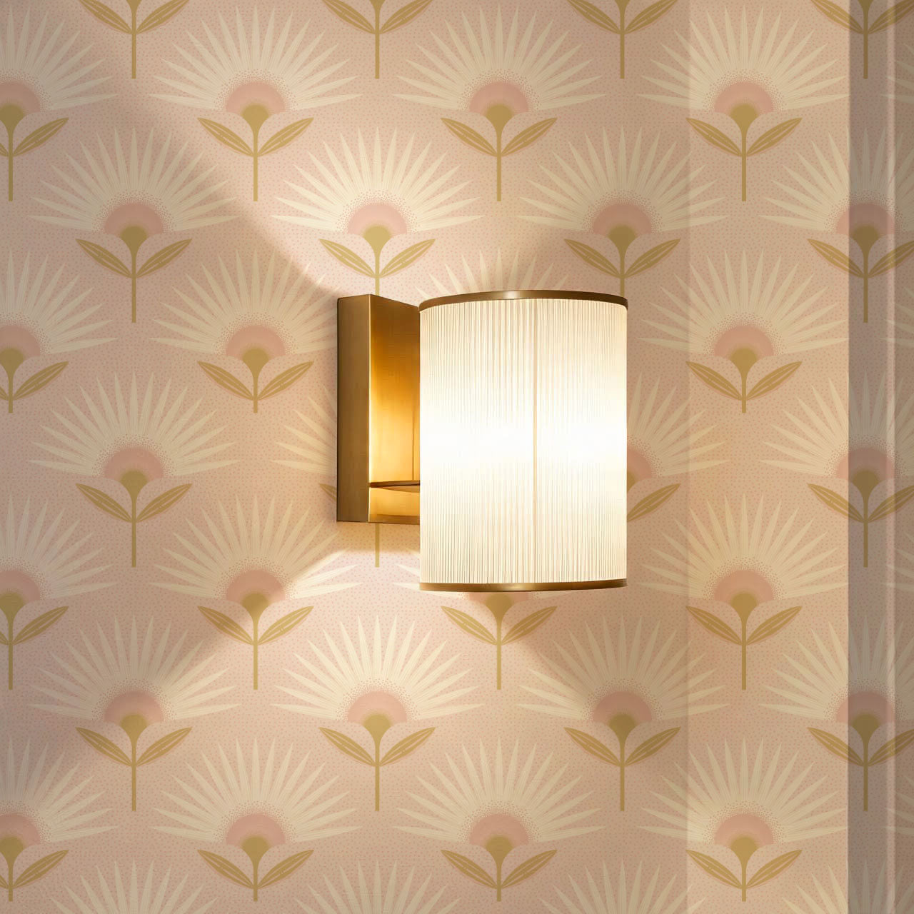 Lucie Geometric Flower Blush Wallpaper