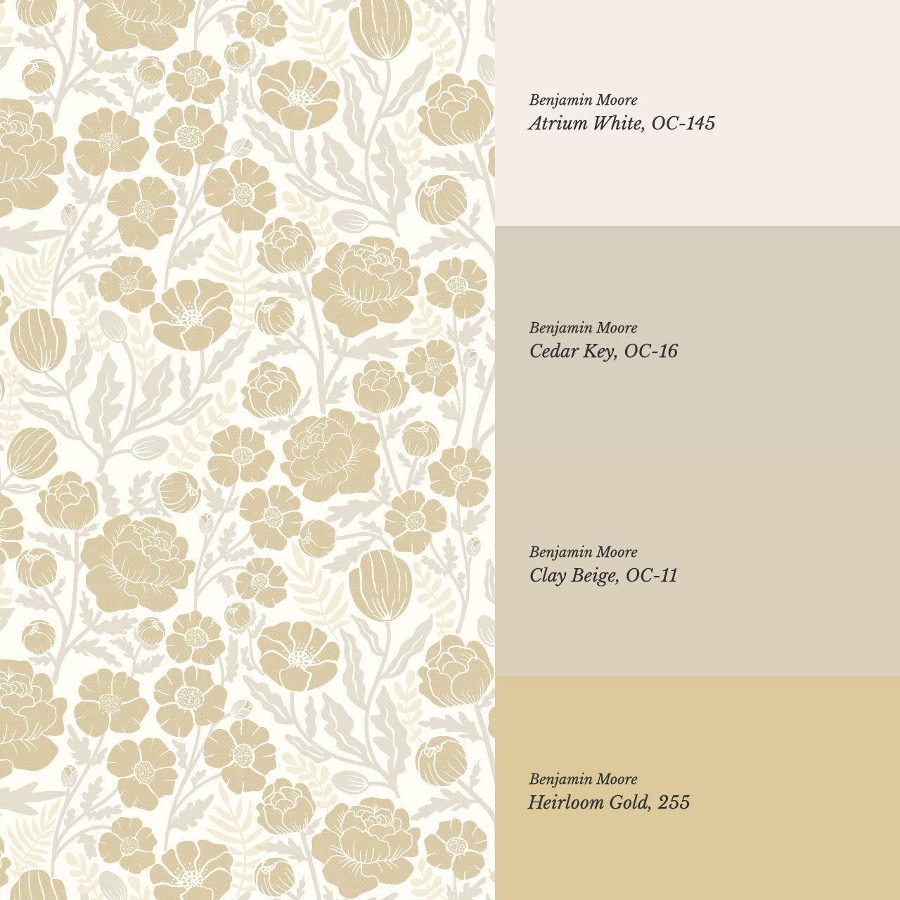 Lucille Spring Bouquet Gold Cream Wallpaper