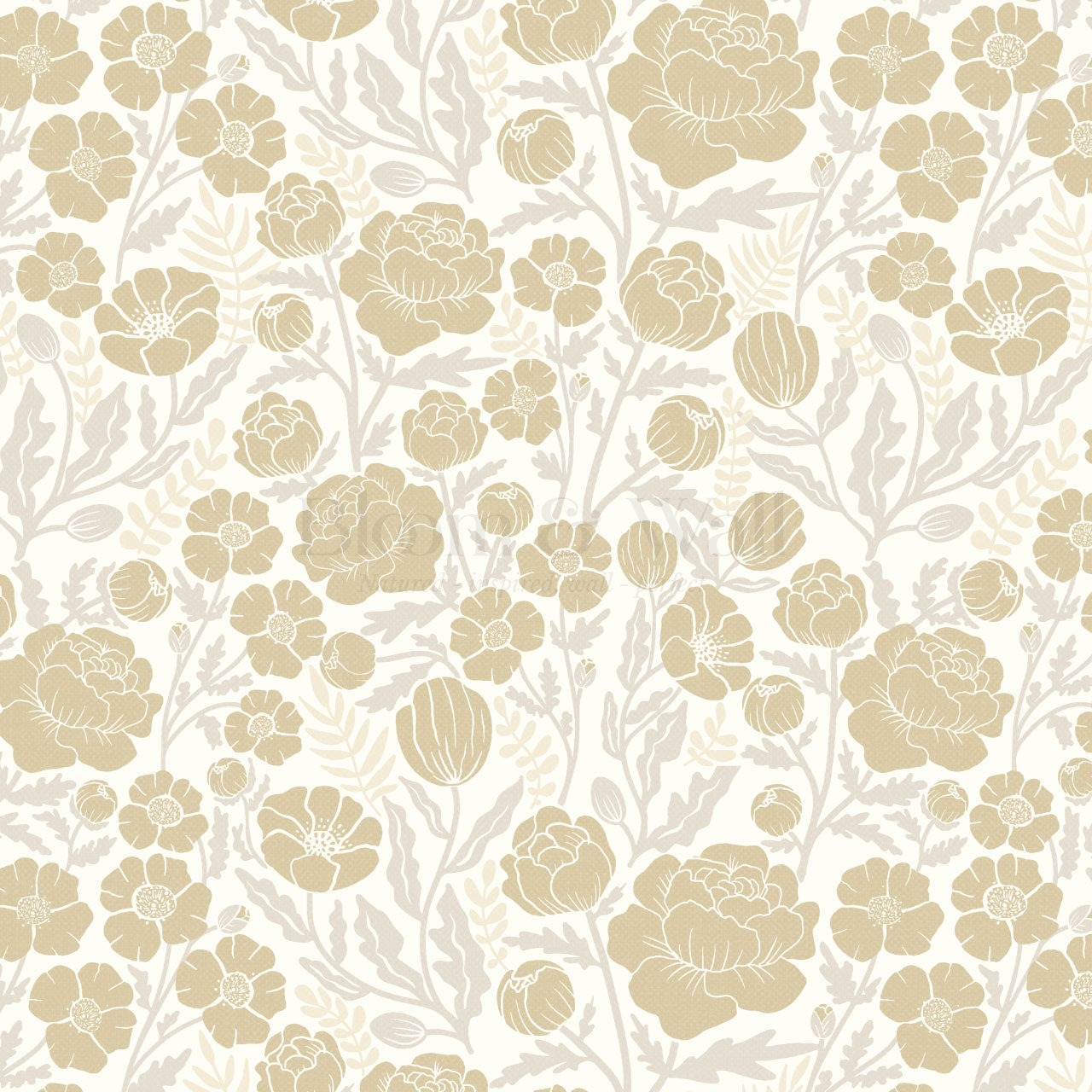 Lucille Spring Bouquet Gold Cream Wallpaper