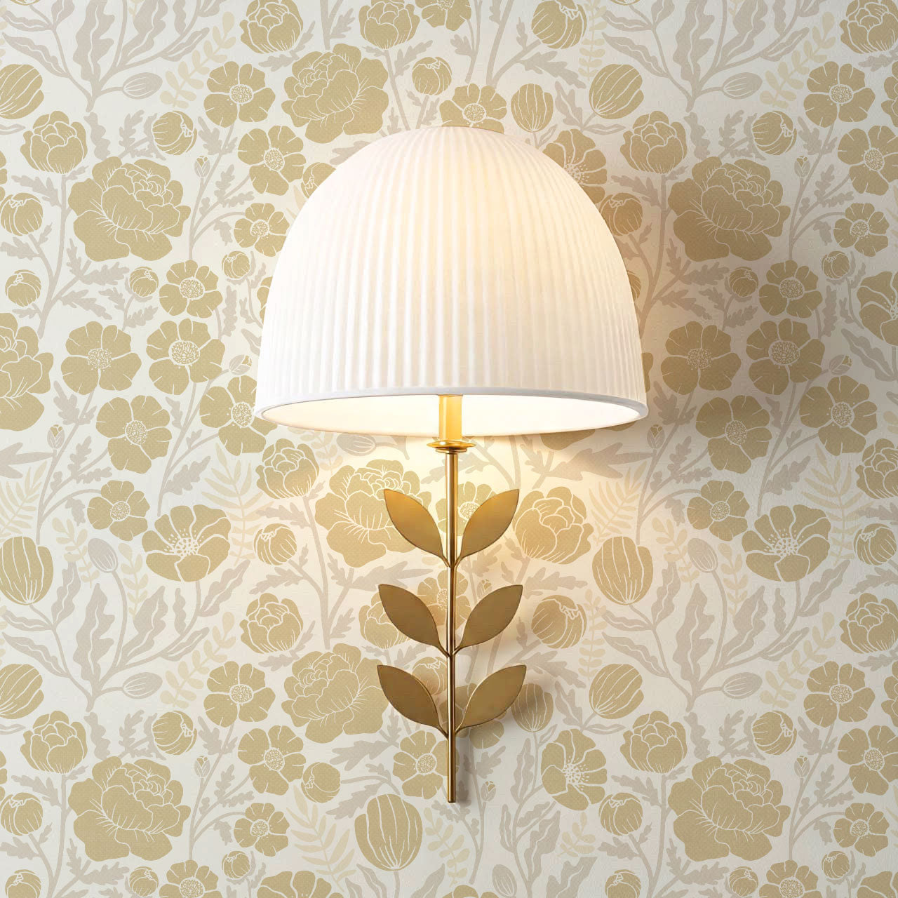 Lucille Spring Bouquet Gold Cream Wallpaper