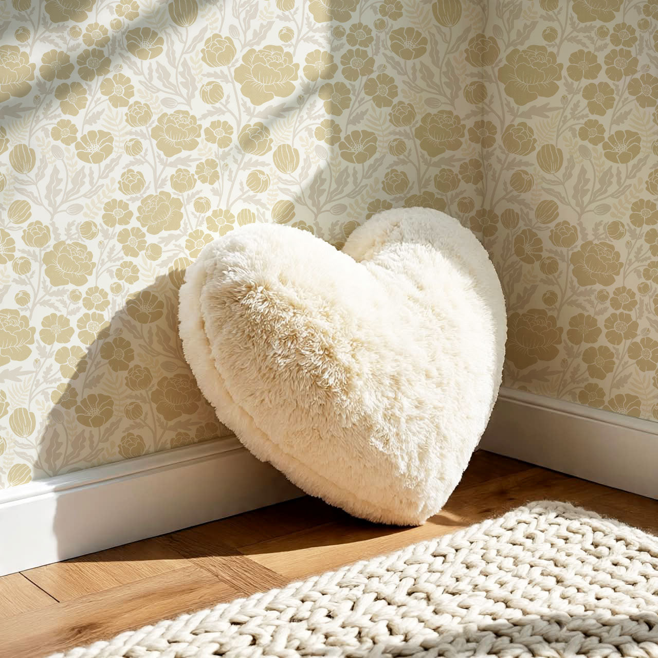 Lucille Spring Bouquet Gold Cream Wallpaper