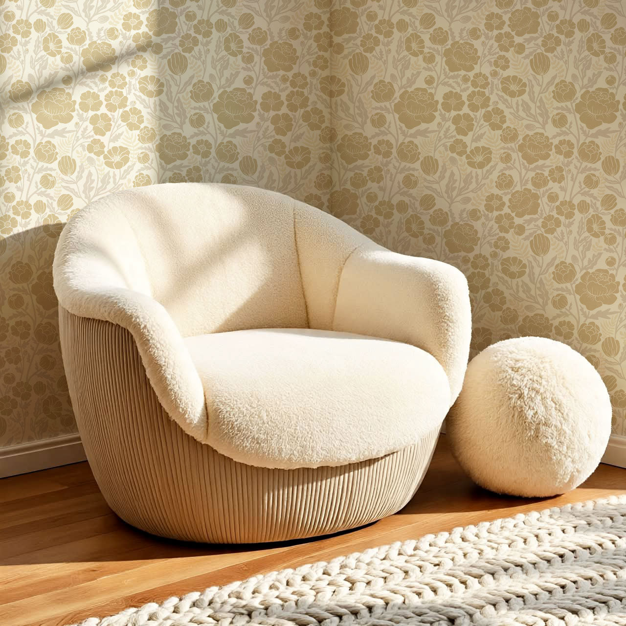 Lucille Spring Bouquet Gold Cream Wallpaper