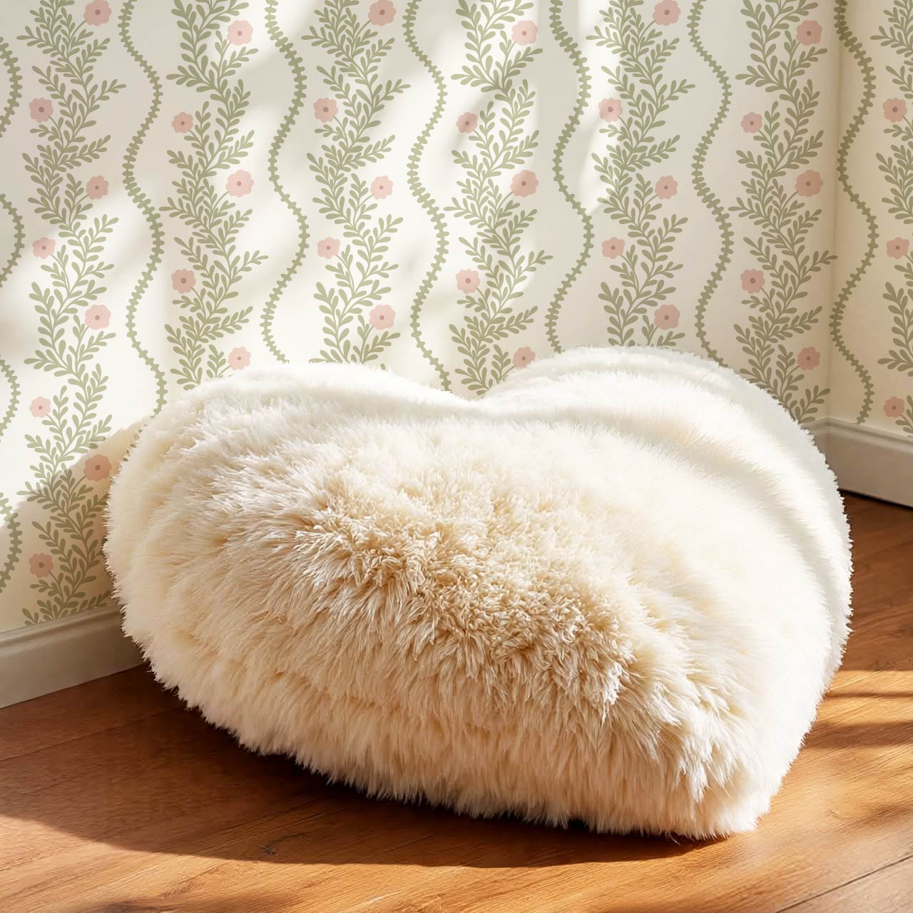 Lucinda Blooming Vines Soft Pink Soft Green Wallpaper