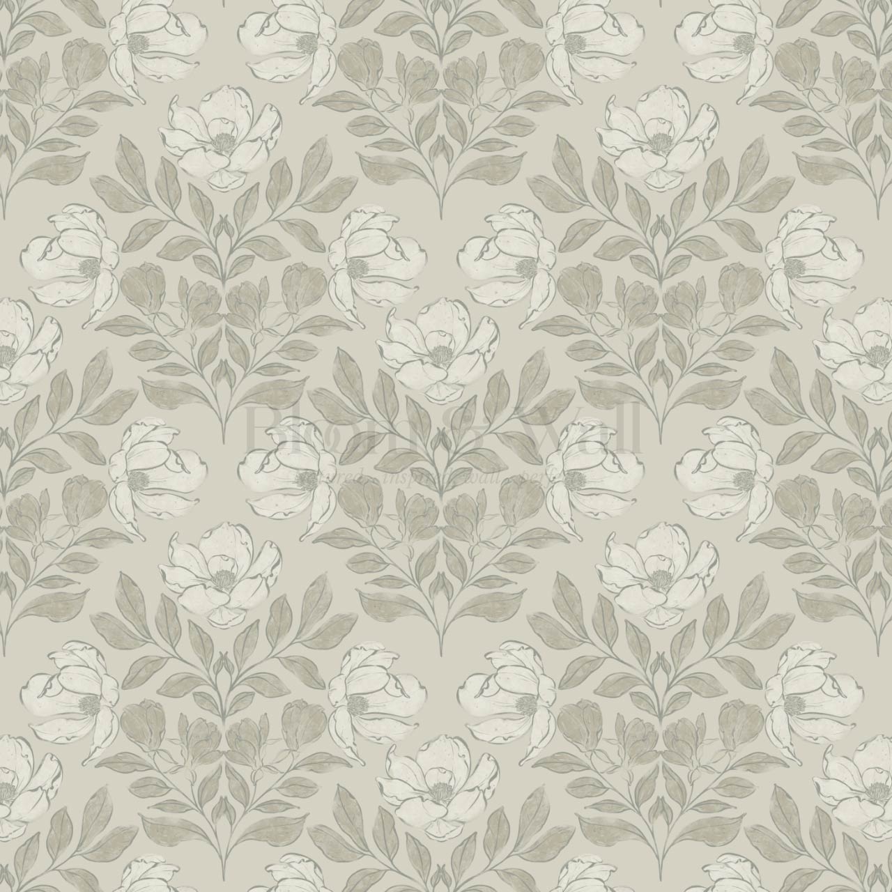 Lucy Magnolia Dry Sage Wallpaper
