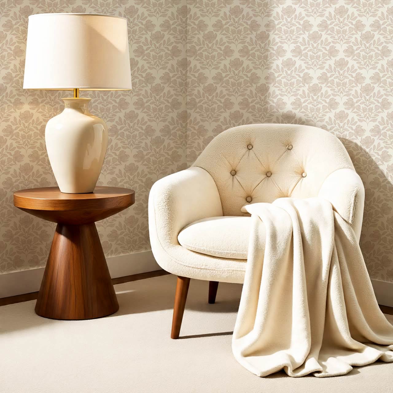 Lucy Magnolia Blush Taupe Wallpaper