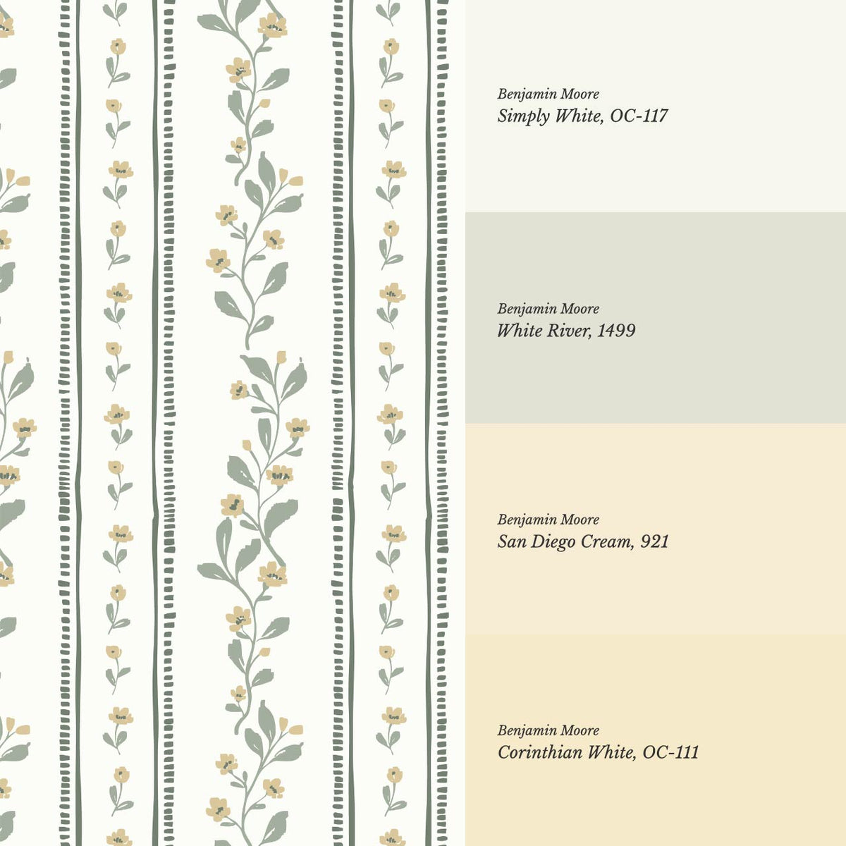 Luissa Cottage Ribbon Cream Sage Honey Wallpaper