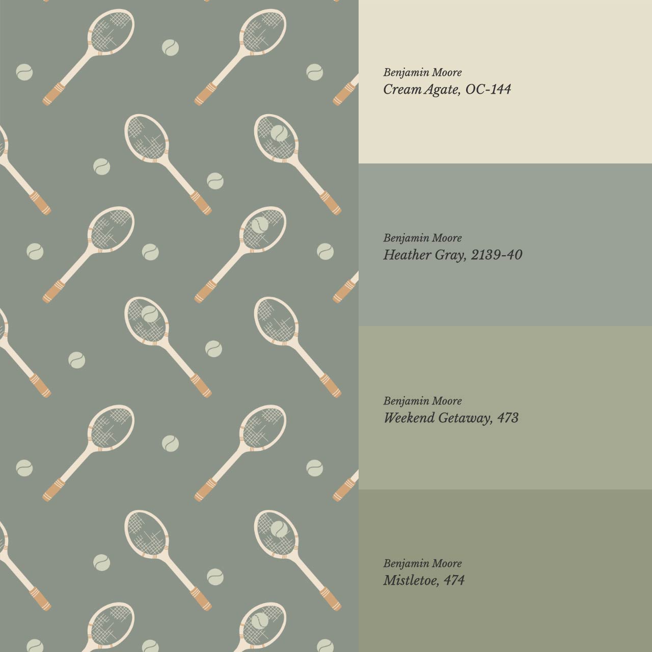 Luka Country Club Tennis Olive Ochre Wallpaper