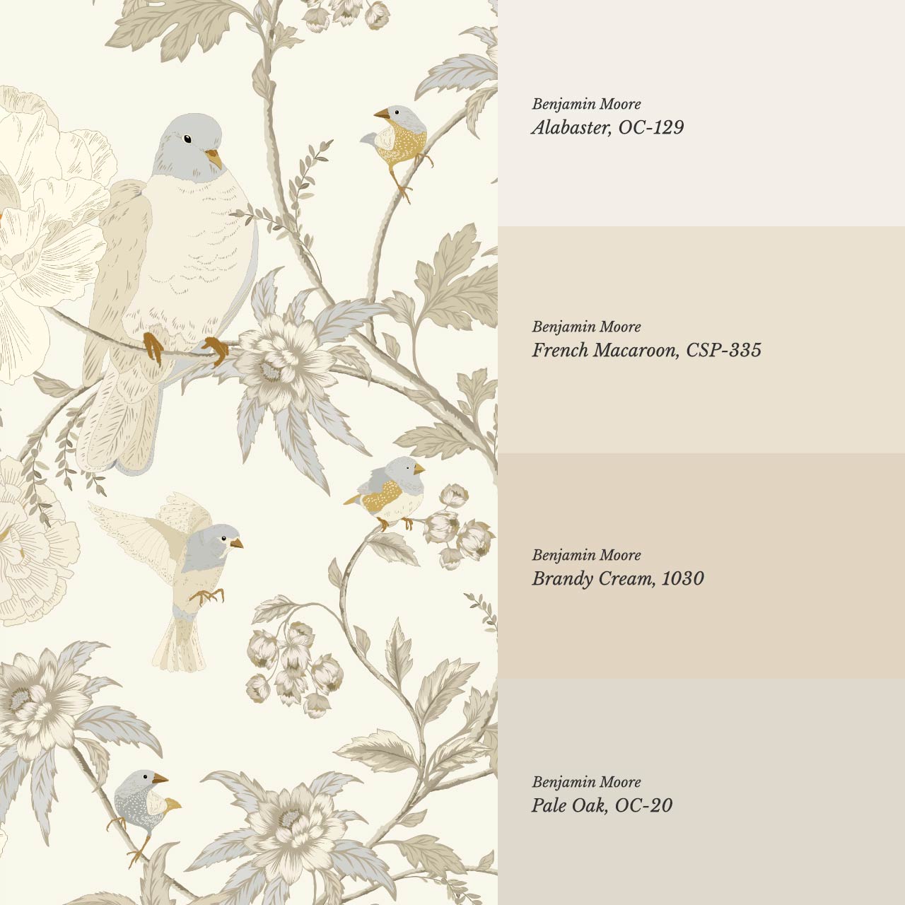 Lulee Whispering Dove Chinoiserie Ivory Wallpaper