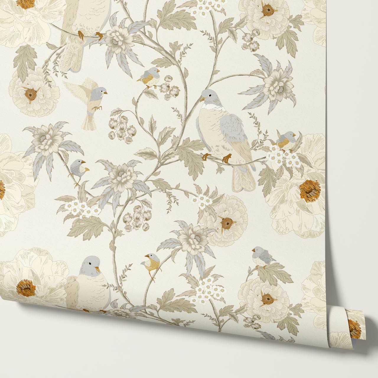 Lulee Whispering Dove Chinoiserie Ivory Wallpaper