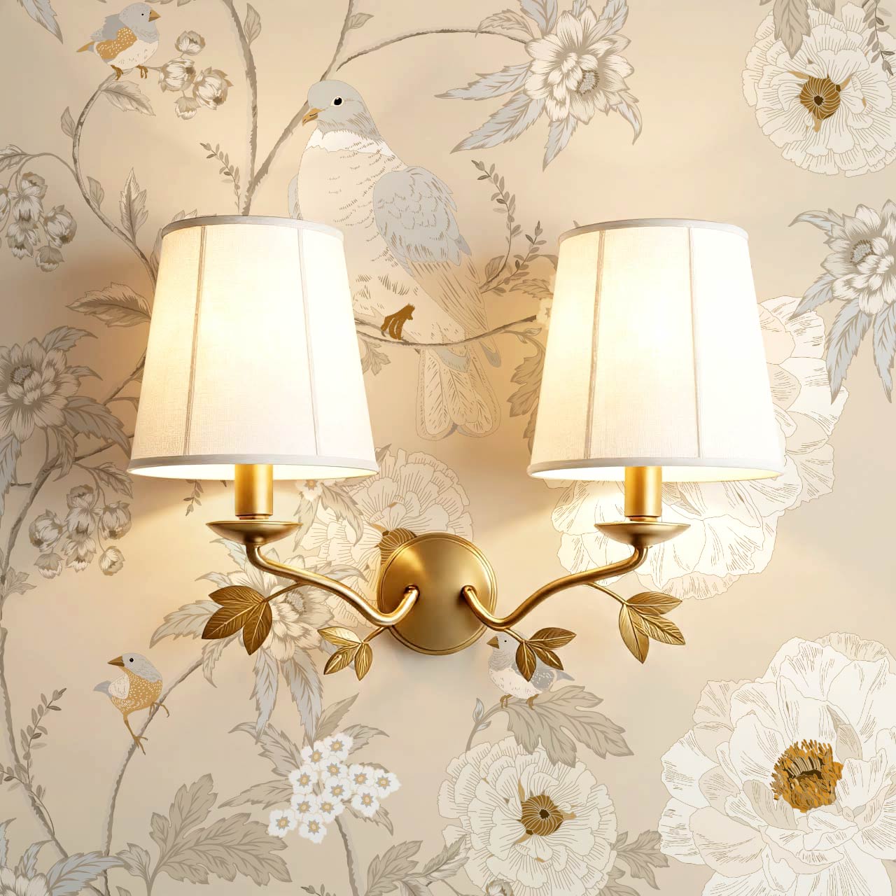 Lulee Whispering Dove Chinoiserie Taupe Wallpaper