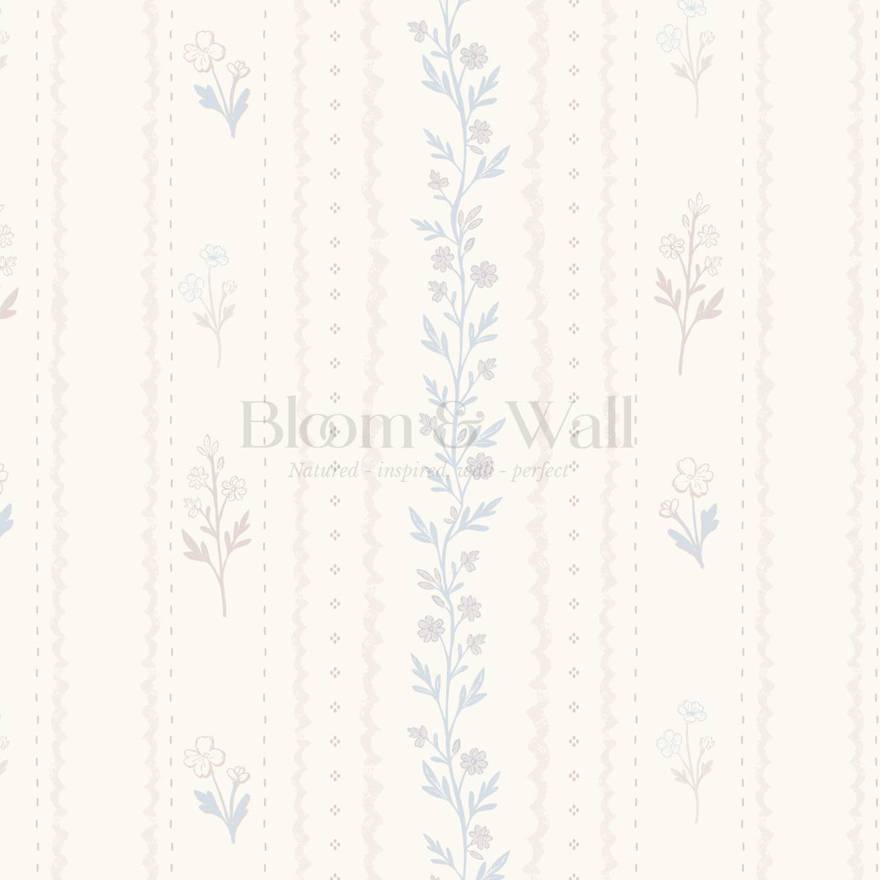Lulu Decorative Floral Stripe Cream Blush Wallpaper
