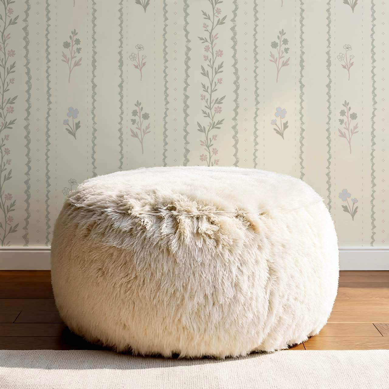 Lulu Decorative Floral Stripe Butter Sage Wallpaper
