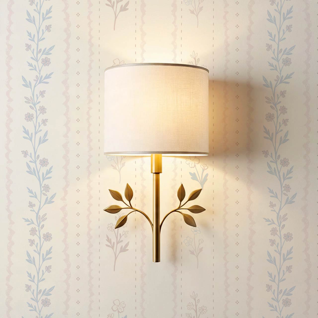 Lulu Decorative Floral Stripe Cream Blush Wallpaper