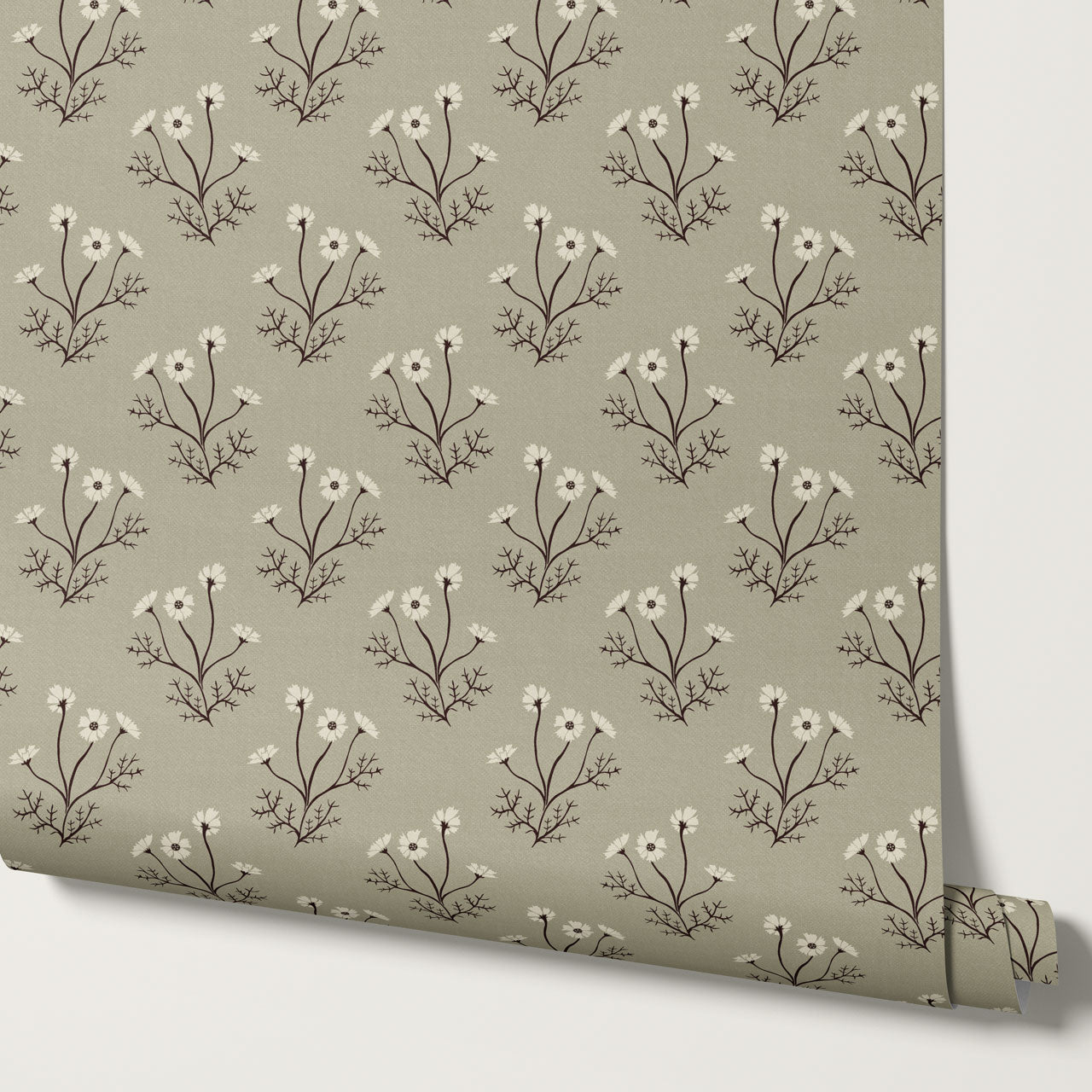 Luna Spriggle Floral Olive Wallpaper