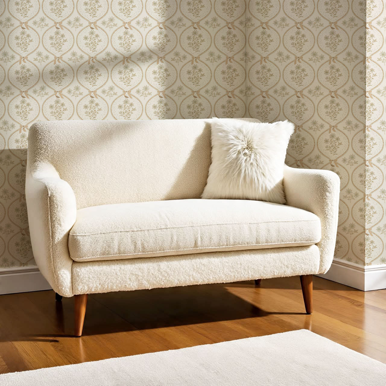 Lyonell Floral Bows Beige Wallpaper