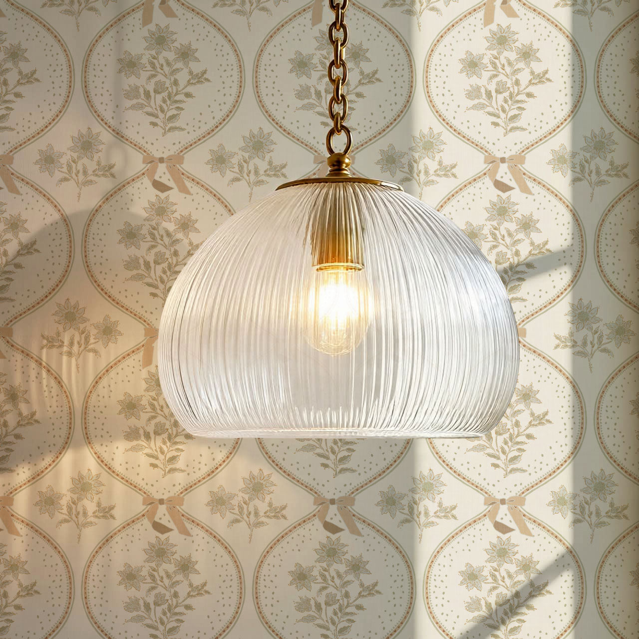 Lyonell Floral Bows Beige Wallpaper