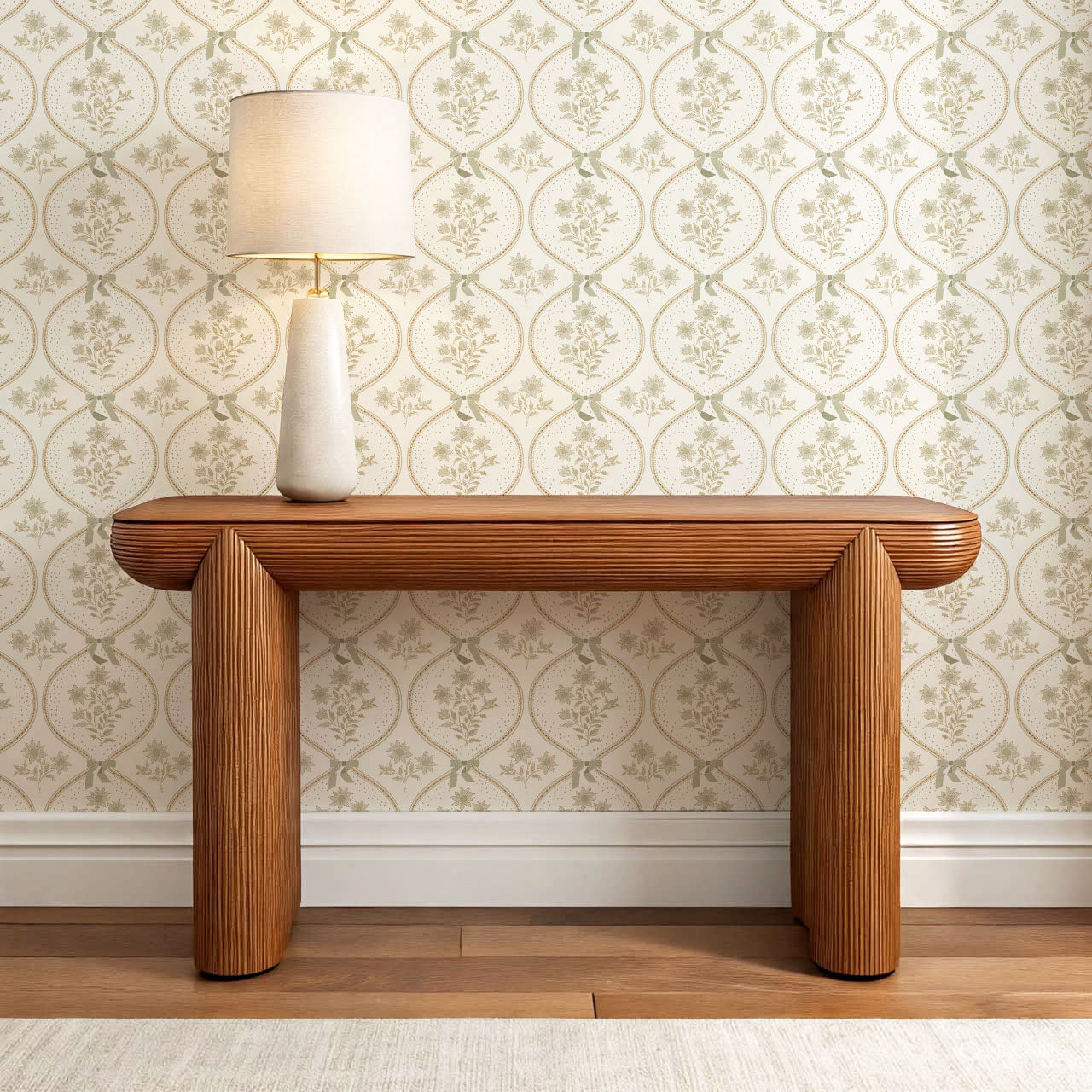 Lyonell Floral Bows Cream Wallpaper