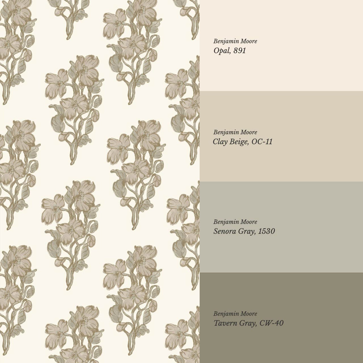 Mabel Field of Blooms Latte Stone Wallpaper